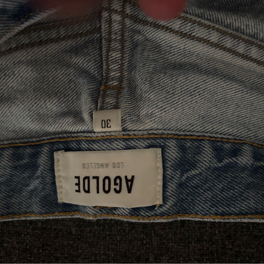 Agolde Light Blue Distressed Jean Shorts - Picture 3 of 3